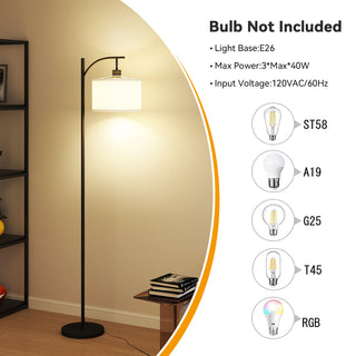 63' Metal Arched Floor Lamp With Pedal Switch