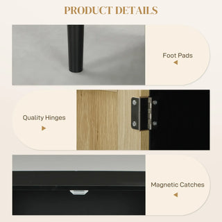 Sideboard, 31.5' Buffet Cabinet with 2 Rattan Doors and Shelves