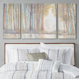 Triptych 3-piece forest canvas wall art set, view 2