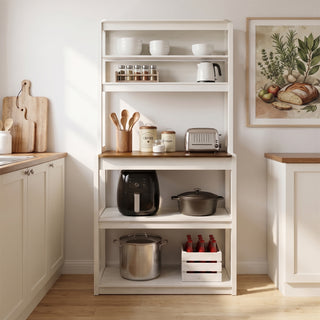 5-Tier Baker's Rack with Storage, White and Rustic Brown