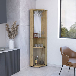 Chicago Mirrored Corner Bar Cabinet with Glass Doors, 75"H