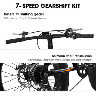 V20235 20" Fat Tire Mountain Bike for Adults, 7-Speed, Dual Disc Brakes, Front Suspension, Steel Frame