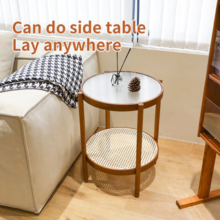 Modern Farmhouse Living Room Coffee Table Set, Stylish and Elegant Nesting Round Wooden Table,Side End table set for Living Room,Bedroom-1pc End Table