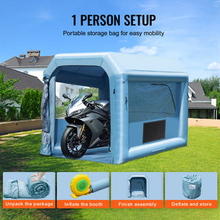 Inflatable Paint Booth, 9.8 x 8.2 x 8.2 ft Inflatable Spray Booth, with 550W Powerful Blower and Air Filter System, Portable Car Paint Booth for Motorcycle, Bicycle, Small Furniture Painting