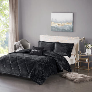 Full/Queen Velvet Comforter Set with Throw Pillow