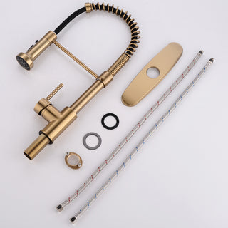 Commercial Brushed Nickel Kitchen Faucet with Pull Down Sprayer, Single Handle Single Lever Kitchen Sink Faucet with Deck Plate