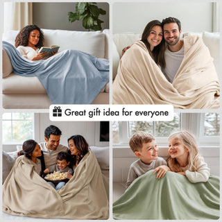 1-Piece Full/Queen Rayon from Bamboo Cotton Blanket White | Cooling Bedding