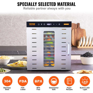 10-Tray Food Dehydrator Machine | 1000W Electric Food Dryer with Digital Timer & Temp Control for Jerky, Fruits & Dog Treats