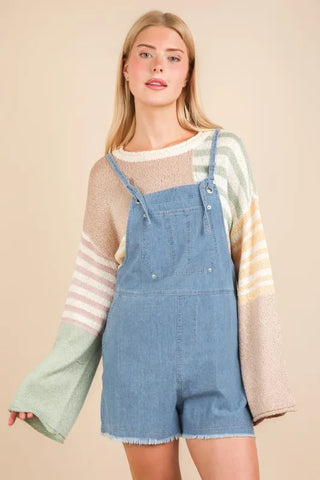 VERY J Mineral Washed Denim Casual Romper