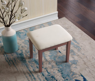 Moniya Wood Makeup Vanity Table and Stool Set - Rose Gold 3-Drawer Dressing Table with Swivel Mirror