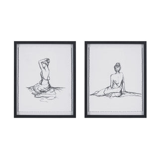 Black and white figure sketch 2-piece framed wall art set, view 8