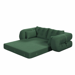 Human Dog Bed Lazy Sofa Couch – 78.7” 3-in-1 Foldable Sleeper Sofa, Teddy Fabric Foam-Filled Lounge Sofa, Green