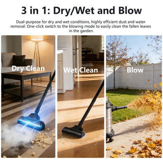 Wet Dry Vac, 8 Gallon, 6 Peak HP, 3 in 1 Shop Vacuum with Blowing Function, Wet/Dry Vacuum to Clean Floor, Upholstery, Gap, Car, Black