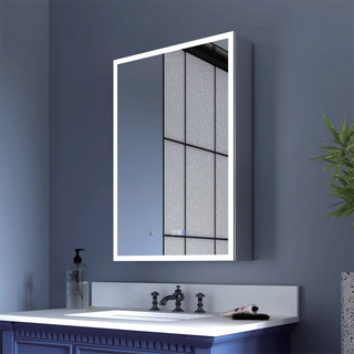 LED Lighted Medicine Cabinet with Mirror, 16*26Inches Bathroom Mirror Cabinet with Lights,Recessed or Wall Mounted, 3 Color TemperaturesAnti-Fog