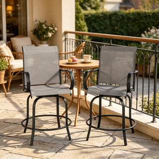 Swivel Patio Chairs,Outdoor Bar Stools,Breathable Chairs(Only 2 PCS chairs)