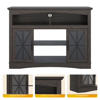 47 inch Farmhouse TV Stand with LED Lights, Brown