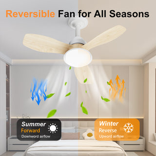 24.4 inch Wood Grain Ceiling Fan with Dimmable LED Light