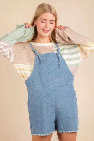 VERY J Mineral Washed Denim Casual Romper