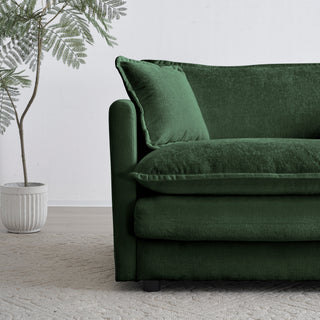 Green Chenille 2-Piece Sofa Set - Modern 2+3 Seater Deep Seat Living Room Group