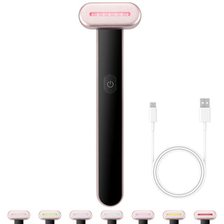 Red Light Therapy Facial Wand, 7-Color LED Facial Therapy Device with Heating Function,Featuring Microcurrent Vibration Massage, Portable LED Beauty Wand for Face and Neck