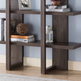 Wooden 4- Tier Display Organizing Cabinet, Tall Bookcase with Open Shelving- Walnut Oak