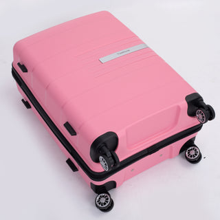 Lightweight Durable Hardshell Suitcase Set with Double Spinner Wheels and TSA Lock, Pink Polypropylene in 3 Sizes