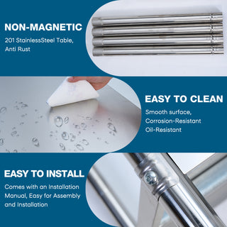 48''*24'' Commercial Work Table for Restaurant and Home Stainless Steel Kitchen Prep Table with Under Shelf