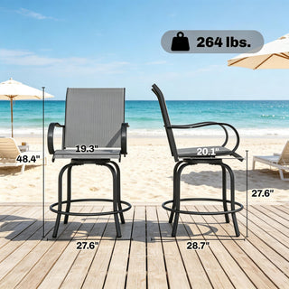 Swivel Patio Chairs,Outdoor Bar Stools,Breathable Chairs(Only 2 PCS chairs)