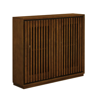 Mid-Century Modern Fluted Sideboard Cabinet with Storage & Outlet Holes – Walnut Buffet for Living Room, Kitchen & Entryway