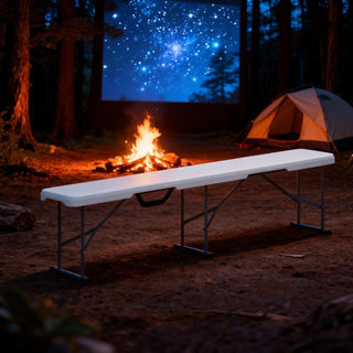 2 Pack 6 ft. Heavy-Duty HDPE Plastic Folding Benches w/ Handle