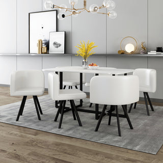 Modern 7 Pieces Dining Table Set, Rectangle Dining Table with 6 Chairs for Dining Room, Kitchen