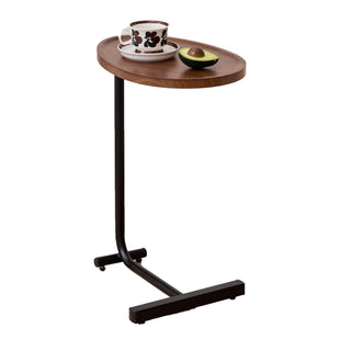 Contemporary Brown C-shaped Side Table Set - Versatile Small Sofa Table for Living Room & Bedroom, Metal & MDF