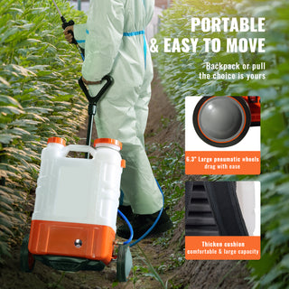 VEVOR Battery Powered Backpack Sprayer with Cart, 4 Gallon