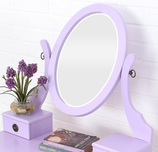   Moniys Wood Moniya Makeup Vanity Table and Stool Set, Purple - Modern Dressing Table with Mirror