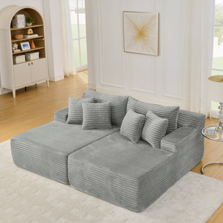 Gray Velvet 2-Seater Compressed Lazy Sofa | Modern No-Assembly Lounge Chair