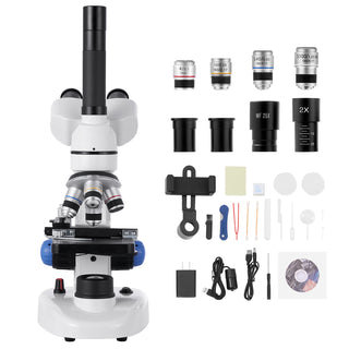 Trinocular Microscope, 40-5000X Magnification, Professional Compound Microscope for Adult with Phone Adapter, LED Light, Aluminum Alloy Body, for Lab, School, Home, Education