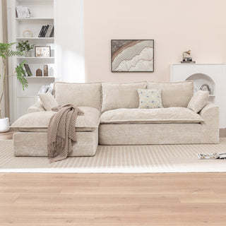 103 ' L Shaped Modular Couch, Cloud Boneless Couch with Deep Seats & High Back , Upholstered Fabric Sofa, No Assembly Required(Beige)