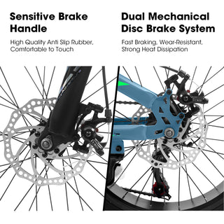 V20235 20-Inch Fat Tire Mountain Bike for Adults – 7-Speed, Dual Disc Brakes, Front Suspension, High Carbon Steel Frame, All-Terrain City & Trail Bike