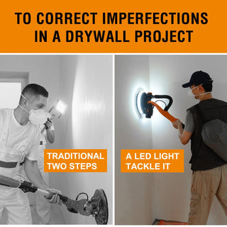 Drywall Sander with Vacuum Dust Collection, 6 Variable Speed Foldable Telescopic Electric Wall Sander, Popcorn Ceiling Removal Tool, 1900RPM Power Sander Tool, LED Light, 18Pcs Sanding Discs