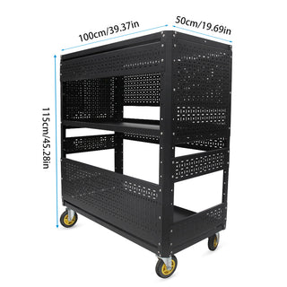3-Tier Rolling Utility Cart | DIY Detachable Tool Cart with Steel Pegboard