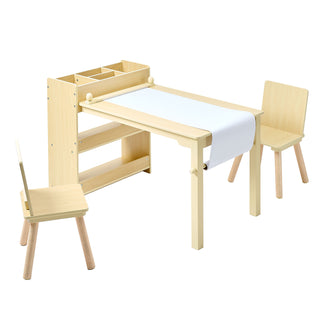 Kids Art Table and Chair Set with 3-Tier Storage Cabinet