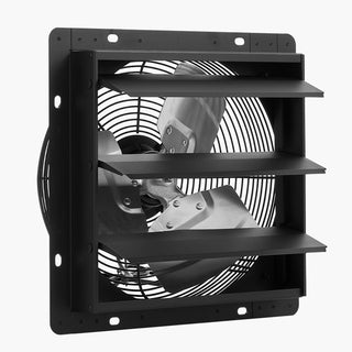 10 inch Shutter Exhaust Fan, Wall Mounted Attic Vent Fan with Smart Programming Variable Speed Temperature Control, 1000 CFM,EC Motor,Timer, for Shed,Garage,Greenhouse Ventilation Cooling,Black