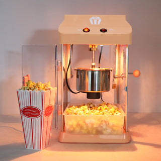 4 oz Tabletop Popcorn Machine - Stainless Steel Kettle Popper for Home Theater & Family Movie Night (Orange)