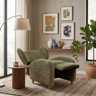 Nordic Chair ,chenille Fabric Multifunctional Chair, Decorative Sofa, Curved Backrest,  Living Room  Study  Leisure Room ,Olivegreen