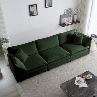 Green Chenille 2-Piece Sofa Set - Modern 2+3 Seater Deep Seat Living Room Group