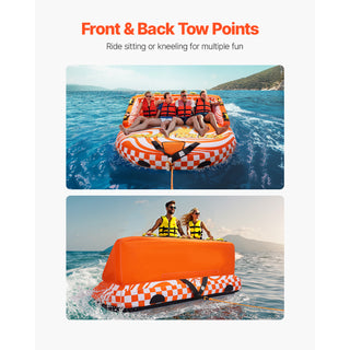 Towable Tube for Boating, 1-4 Riders Inflatable Boat Tubes and Towables, 680lbs Water Sport Towable Tube for Boat to Pull - with Full Nylon Cover, 22 Grab Handles, Dual Tow Points & Safety Valve