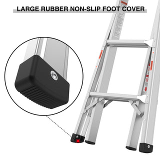 Multi-Position Foldable Aluminum Ladder, A-Frame and Straight Ladder, Grey, 17ft, 250lbs Capacity