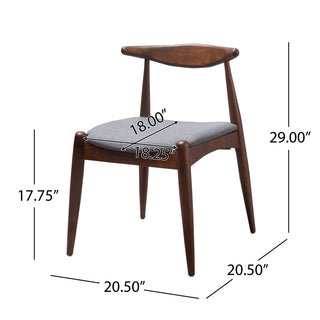 Set of 2 Vintage Walnut and Light Gray Rubberwood Dining Chairs - Ergonomic Solid Wood Frame