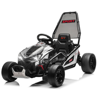 24V 400W Electric kids Ride on Toy,Crazy Go Cart,Drift Car W/Protective Roll Cage,EVA Front Tires,Rear Suspension,5-7.5 MPH,5 Point Safety Harness,Fast-Paced and Drift Mode,Music,Bluetooth for kids 6-12