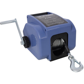 Reversible Electric 12V Trailer Winch for Boats Up to 5000 lbs, Galvanized Wire Rope, Blue Plastic Casing